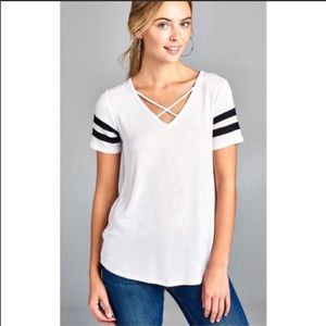 Active USA varsity style top criss cross strappy